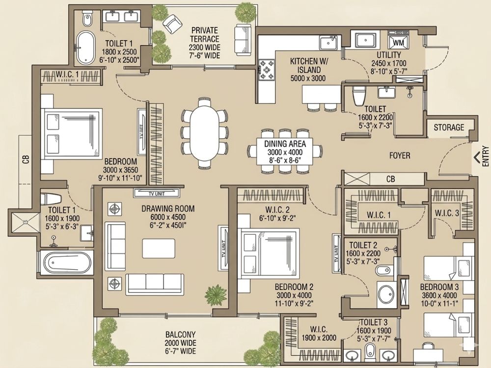 4 BHK+3T Layout - SKA Atlantis