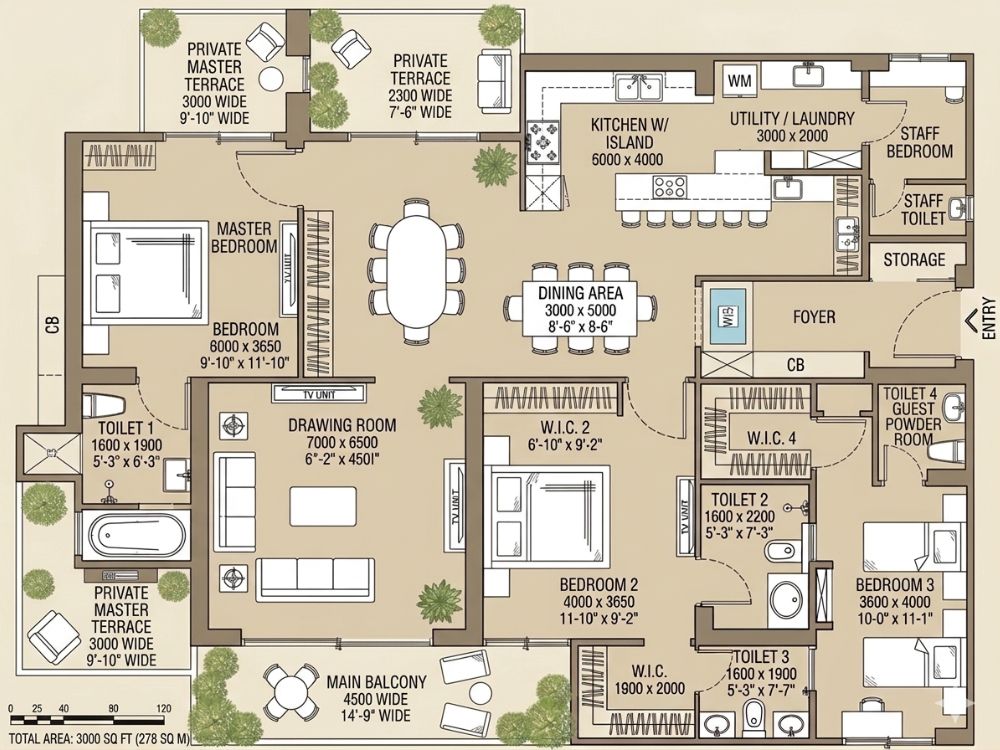 4 BHK+5T Layout - SKA Atlantis